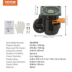 VEVOR Leveling Casters, Set of 4, 2200 lbs Total