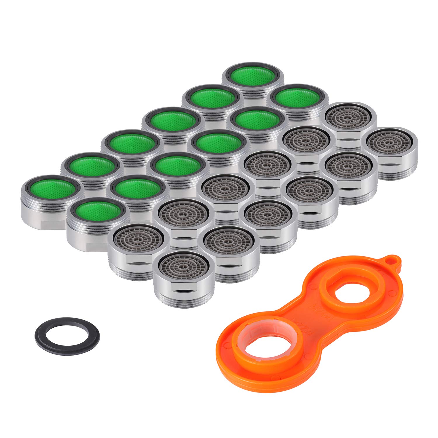 24 PCS Aerators, KWOKWEI 24MM Faucet Aerator Tap made of ABS, M24 Faucet Filter Replacement with Gasket, Water Saving Male Spout Threaded Aerator with Wrenc for kitchen Bathroom
