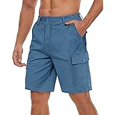 TACVASEN Men's Cargo Short 6 Pockets Comfortable Twill Cotton Elastic Waist Causal Work Shorts