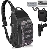 DBTAC Tactical Personal Defense EDC Bags & Packs | 10L Military Shoulder Backpack with Sling for Concealed Carry, Range, Travel, Hiking, Outdoor Sports (Black Obsidiann)