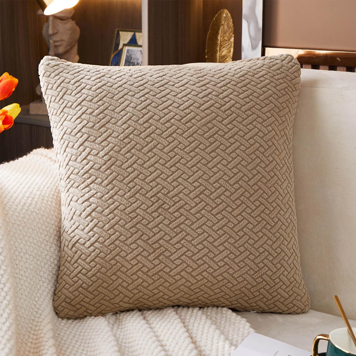 Photo 1 of Disayu Magic Sofa Covers Couch Covers 2024 New Couch Cushion Covers Universal Sofa Covers Washable Stretch Slipcovers for Sectional Sofa (Texture Light Coffee, Pillow Cover 15 * 15inch)