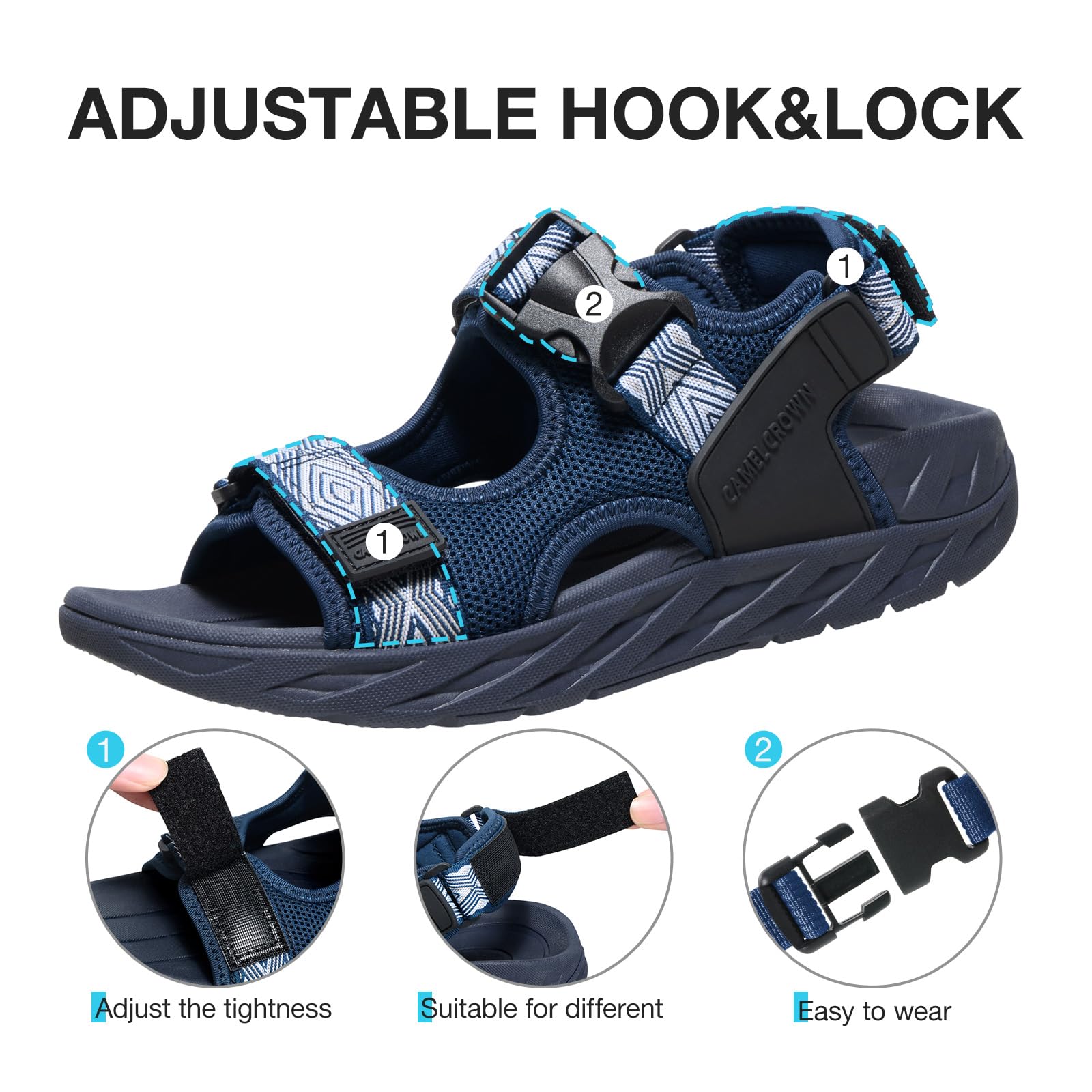 CAMEL CROWN Women's Hiking Sandals with Arch Support Walking for...