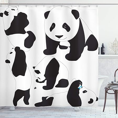 Tenda Doccia Zoo By Ambesonne Disegno Di Baby Pandas Latte