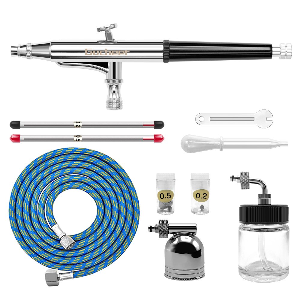 Gocheer Profi Airbrush Kompressor Kit, für Airbrush Pistolen Set Double