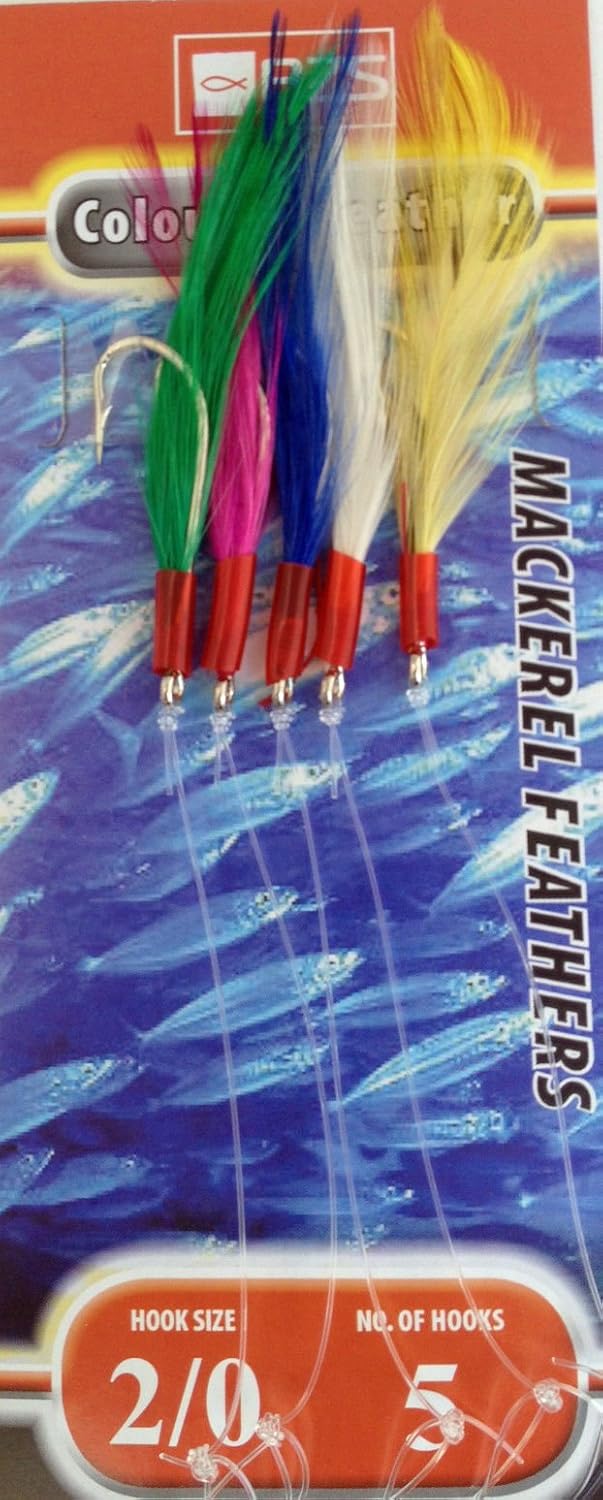 10 Packets of coloured mackerel feathers rigs mackerel lures Amazon.co