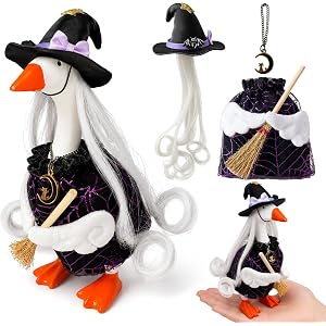 LA KEN DU Desk Goose Outfits Halloween Witch 7 Inches - Mini Goose Clothes Set for Desktop Goose Accessories, Costume for Off