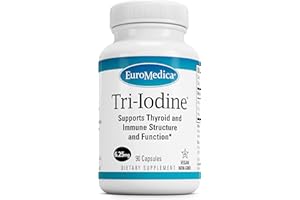 EuroMedica Tri-Iodine, 6.25mg, 90 Capsules - Potassium Iodide, Sodium Iodide & Molecular Iodine - Three Beneficial Forms of Iodine - Supports Healthy Thyroid & Immune Function - 90 Servings