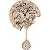 Gueiddi 3D Wooden Puzzle Clock for Adults | Mechanical Pendulum Clock Model Kit to Build, Wall Clock DIY Craft, Steampunk Home Decor, Unique Birthday for Men &amp; Women