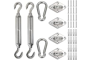 SUNLAX Shade Sail Hardware Kit, 8 inch 304 Anti-Rust Stainless Steel Mounting Accessory for Outdoor Rectangle Shade Sail Installation