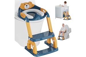 KOYOSNIER Potty Training Seat with Step Stool Ladder, Potty Training Toilet Seat with Soft Seat Splash Guard, Adjustable Height, 2 in 1 Potty Seats for Toddlers Kids Boys Girls