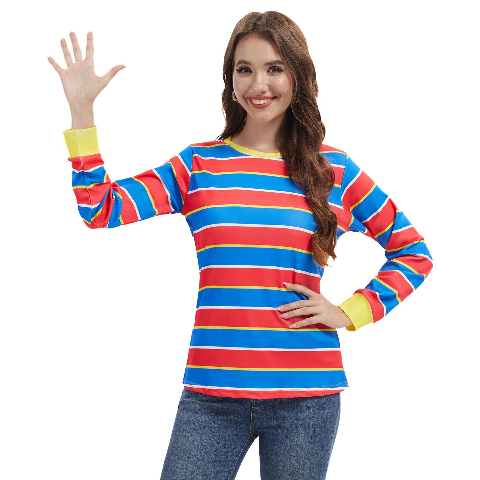 Adult Striped Long Sleeved Women Top Halloween Classic Character Cosplay Costume (XL)