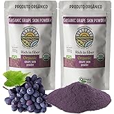 Organic Powder - Blend in Smoothies, Cakes, High Fiber Content, Made w/Cold-Pressed Natural Ingredients, Gluten-Free, All Purpose, Antioxidants Rich - Certified USDA (3.52 Oz (Pack of 2), Grape Skin)
