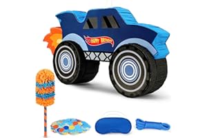 27" Race Car Piñata, Monster Truck Pinata Bundle with Blindfold and Bat Party Favors for Kids Boys Exciting Party Games Suppl