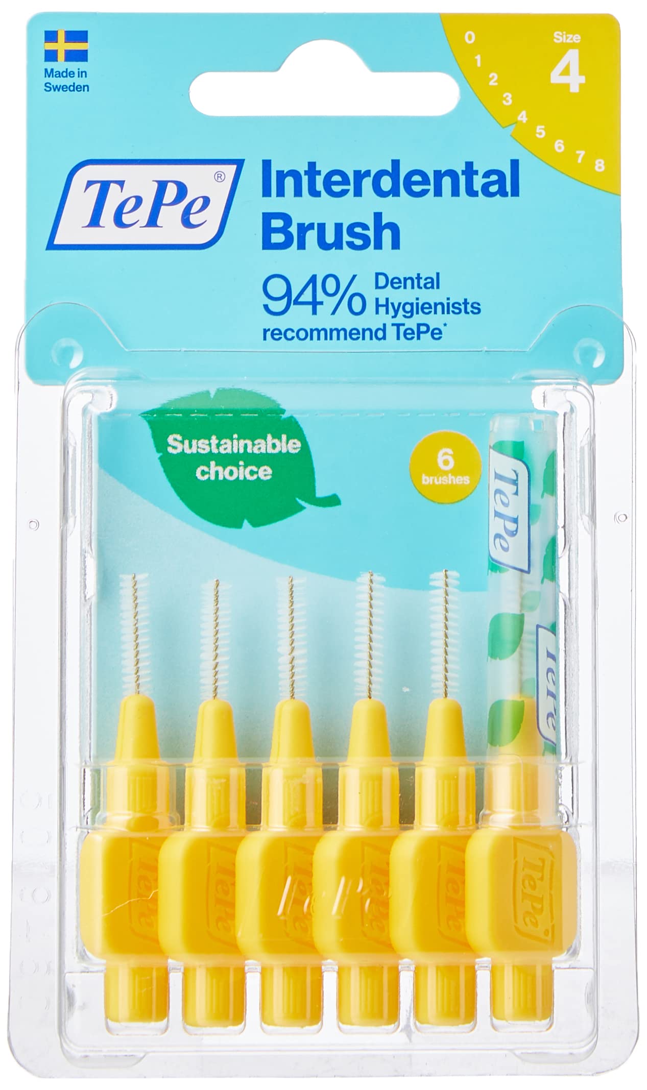 Tepe 0.7 mm Interdent Yellow Brushes - Pack of 6 pieces