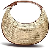 Herald Straw Crossbody Bag for Women Beach Woven Hobo Handbag Summer Chic Crescent Shoulder Purses with Adjustable Strap
