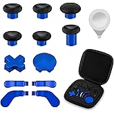 TIANREN 13 in 1 Metal Thumbsticks & Paddles Kit, Gaming Accessory Replacement Parts, Includes 6 Metal Swap Joysticks, 4 Paddles,2 D-pads, 1 Adjustment Tool with Bag.(Blue)