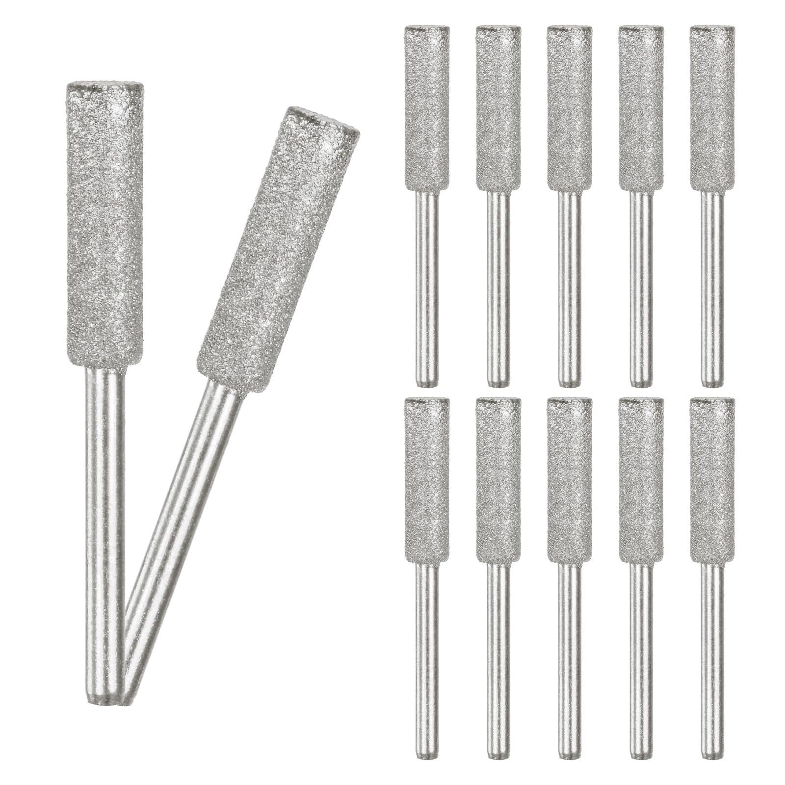 M METERXITY 12-Pack 7/32 Inch Titanium Plated Diamond Chainsaw Sharpener, High Hardness Grinding Stone Chainsaw Sharpening Kit for Electric Chainsaw Sharpener/Stone Carvings [3mm Silver]