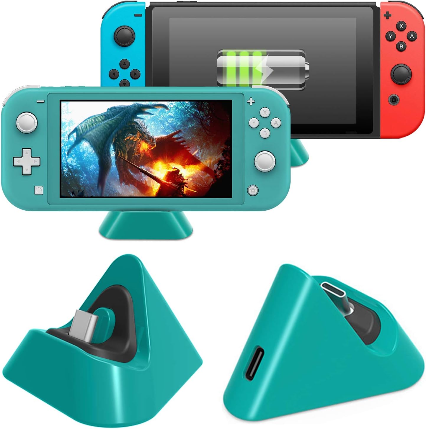 FASTSNAIL Chargeur Dock pour Nintendo Switch/Nintendo Switch Lite, Mini Station de Charge