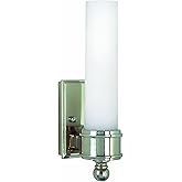 House Of Troy WL601-PC 10-1/4-Inch Cylinder Glass Wall Sconce, Polished Chrome with White Glass Shade