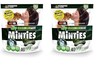 VetIQ Minties Dental Bones 40 Tiny/Small Treats For Dogs 5-39 pounds - 2 Pack