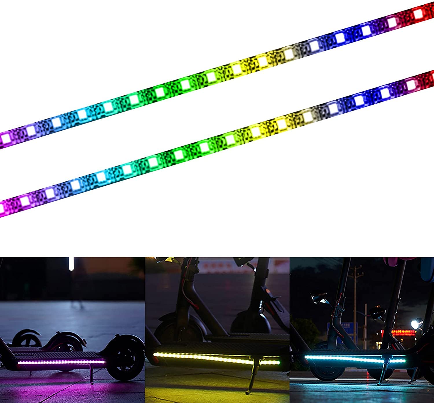 YUNYODA Electric Scooter LED Light, LED Strip Light with Waterproof Foldable Safety Skateboard Decorative Light for Xiaomi M365/m365 pro/Wide Wheel Kick Scooter Outdoor 50 CM