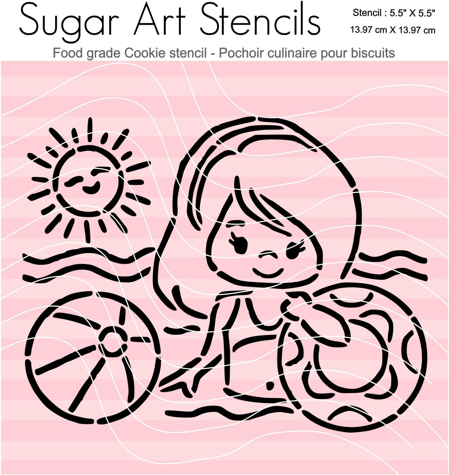 Summer pool party girl PYO cookie stencil NB900752