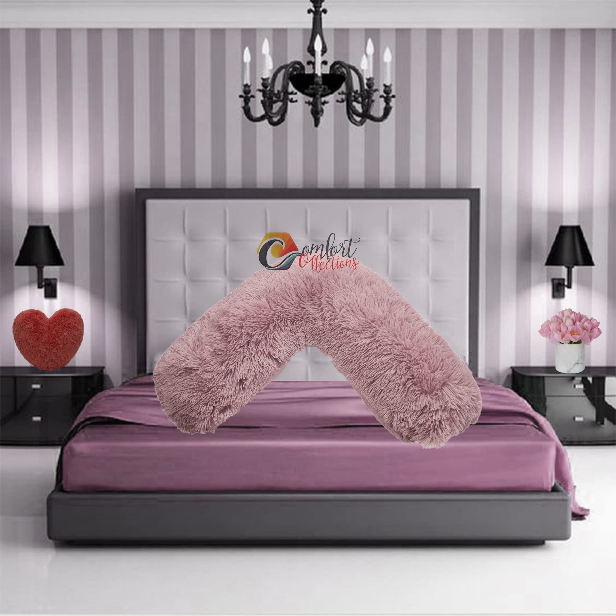 V Shaped Teddy Cuddles V Pillow Case Soft Back Neck Nursing Pregnancy Support Warm Cosy Pillowcase COLOUR: BLUSH PINK