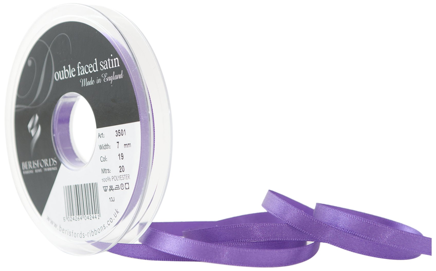 Berisfords Ribbon, Purple, 7 mm