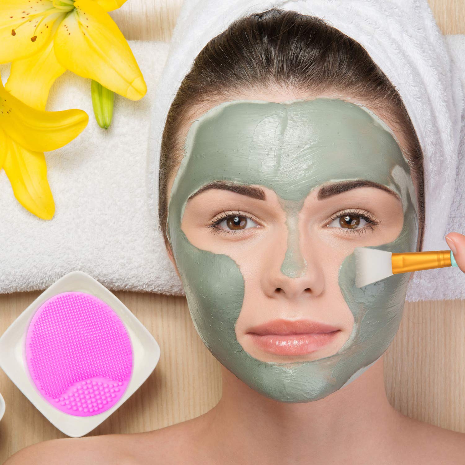 10 Pieces Lip Scrub Brush Kit, 6 Pieces Silicone Exfoliating Lip Brush Double-Sided Soft Lip Exfoliator Tool with 2 Pieces Silicone Face Scrubbers Exfoliator Brush and 2 Pieces Silicone Face Mask: Beauty