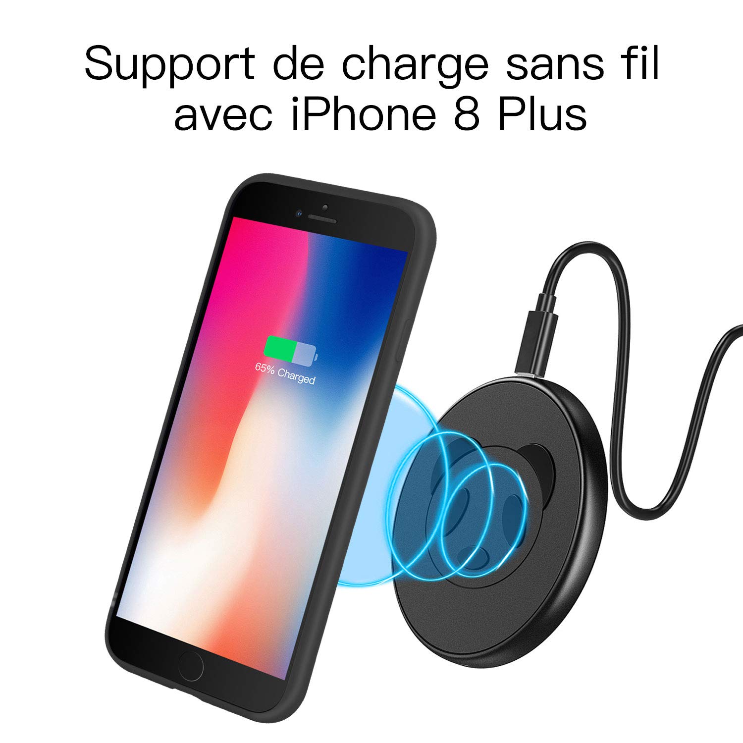 ProBien Coque pour iPhone 7 Plus / 8 Plus, Silicone Ultra Fine Housse avec Verre Trempé Gratuit Case Anti-Rayures Protection Complète Cover Mince Léger Étui de iPhone 7 Plus / 8 Plus - Noir