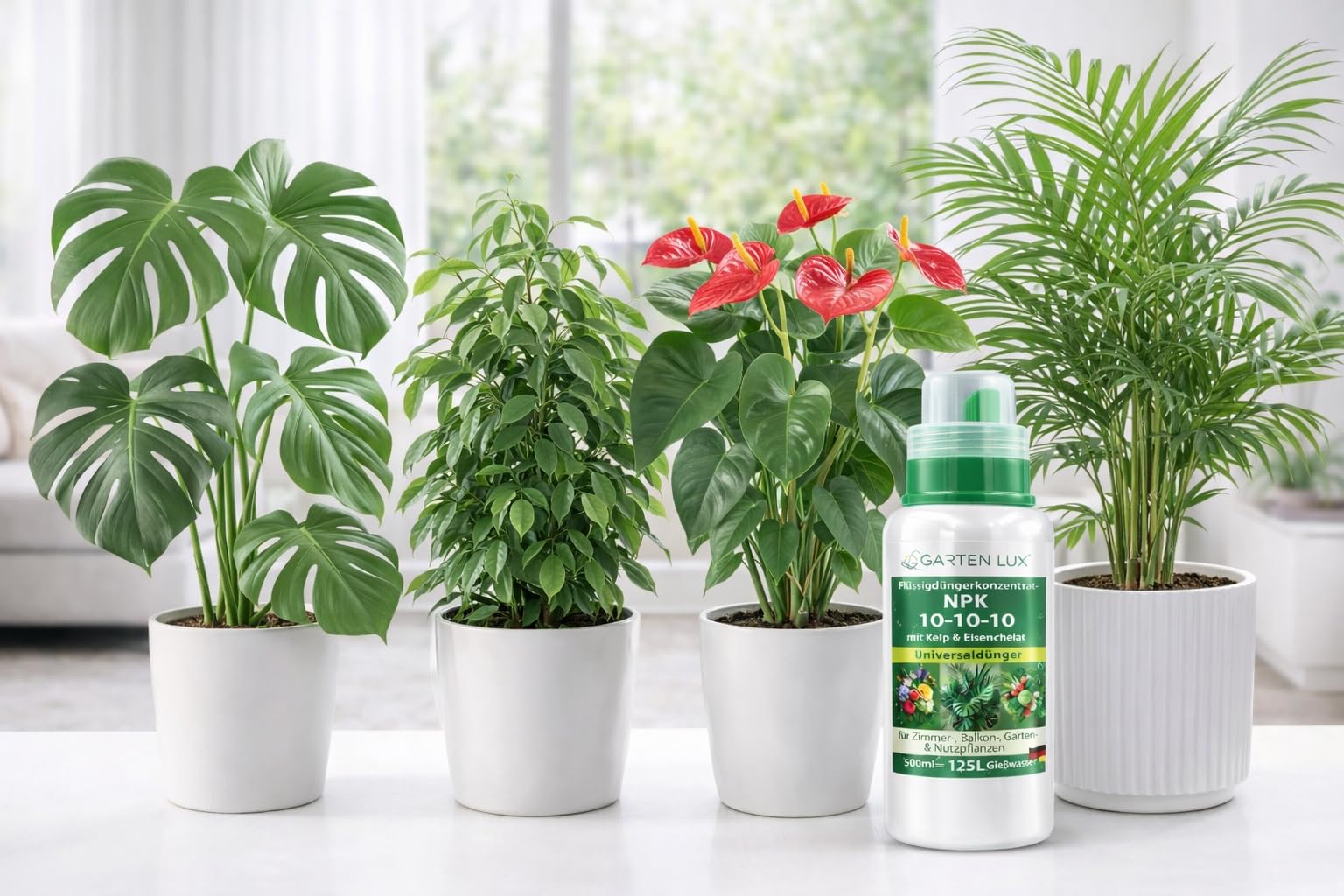 Garten Lux Flüssigdünger Konzentrat NPK 10-10-10 mit Kelp & Eisenchelat – Universaldünger für Zimmer-, Balkon-, Garten- & Nutzpflanzen, 500 ml (125 L Gießwasser) 7