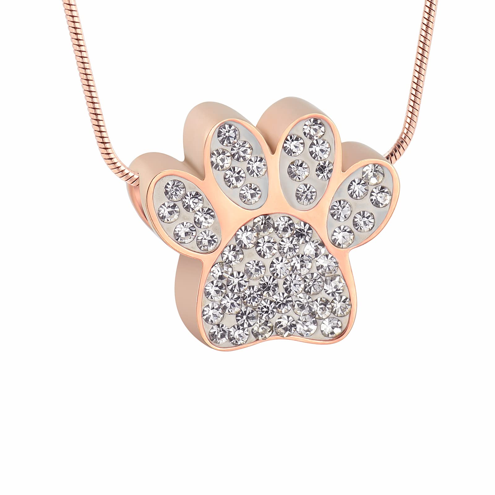 AIWENXI Paw Print Urn Necklace for Ashes Cremation Jewelry for Ashes Stainless Steel Urn Necklace Keepsake Jewelry for Pet/Dog's/Cat's Ashes Pendant Memorial Keepsake Gifts for Man/Women