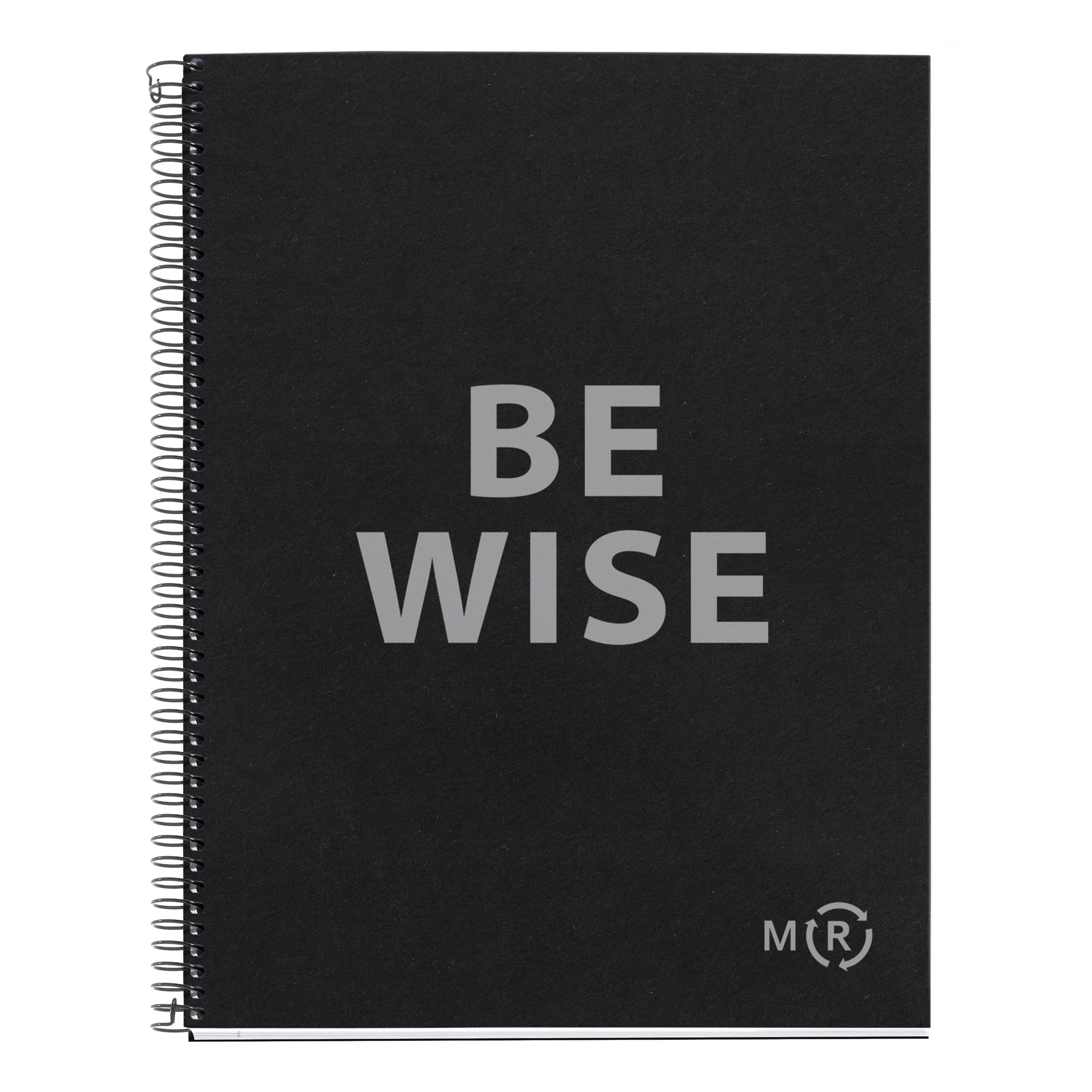 Miquelrius - Be Eco A4 Notebook 80 Sheets 90gsm 5 x 5mm Grid 1 Colour Strip Hard Cover Messages Anthracite