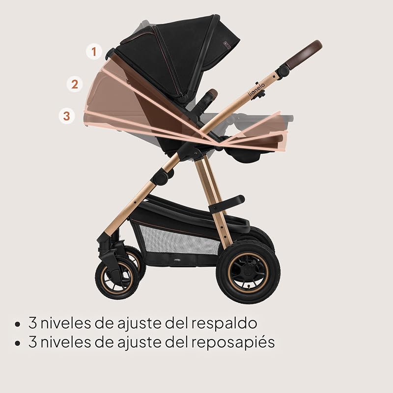 Amber Coche de bebé multifuncional 2 en 1 Conjunto silla de paseo con el Asiento de Cubo e Capazo Manillar regulable Bolsa Mosquitero Protector de lluvia