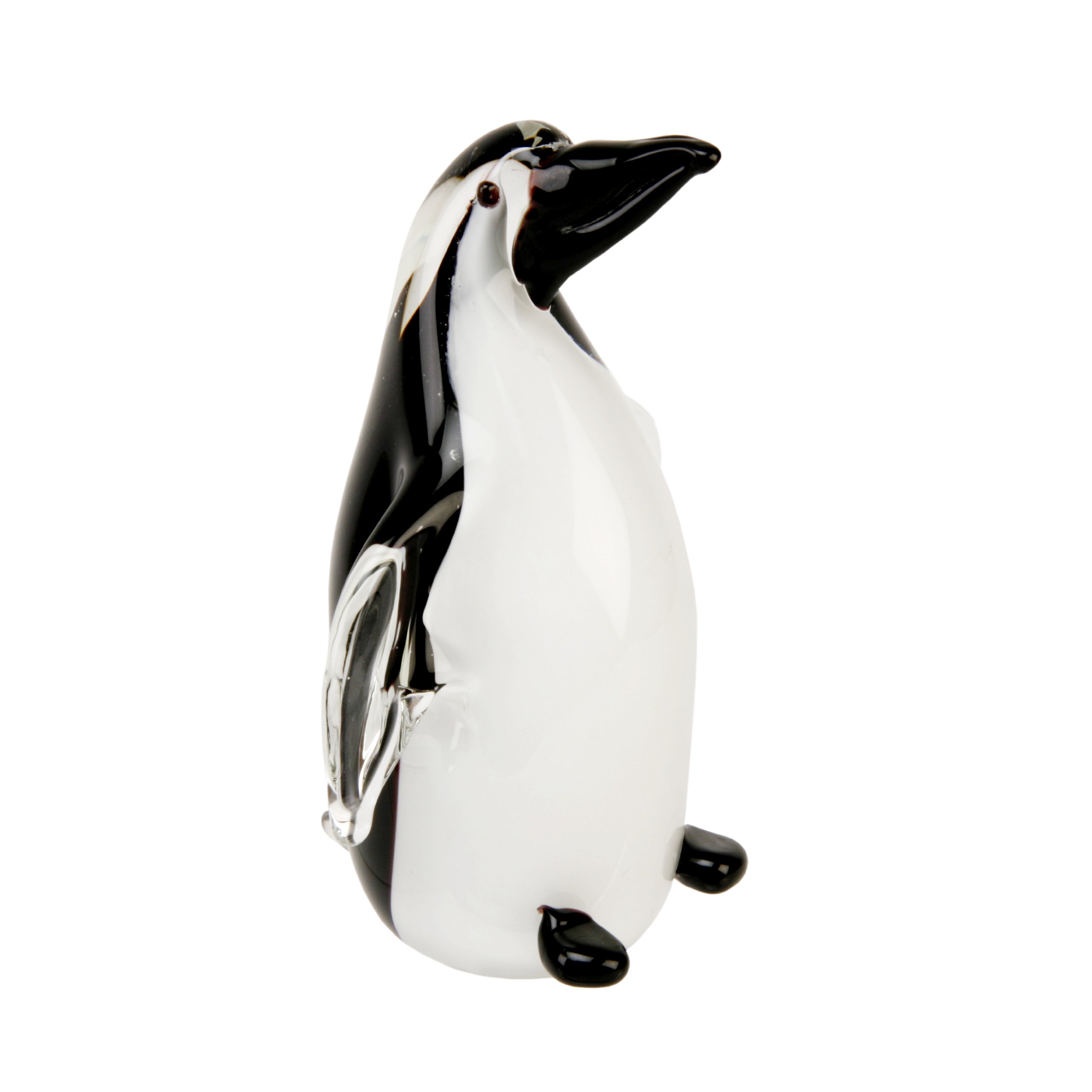 Glass Animal Paperweights Figurine - Black & White Penguin