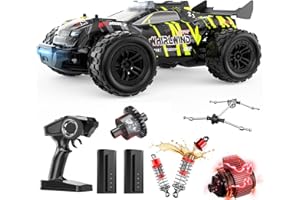 DEERC 1/14 Fast Brushless RC Car for Adults, 43 MPH High Speed 4x4 Off-Road RC Truck, Waterproof Monster Truggy, All Terrain Remote Control Drift Car for Boys 8-12, 2 Batteries, 3S Lipo Compatible