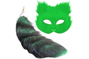 Lupidyyxun Therian Mask and Tail for Girl Furry Cat Fox Wolf Mask Therian for Women Halloween Costume