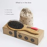BESTOOL Hair Brush Boar & Nylon Bristles Round Paddle Eco Bamboo view 6