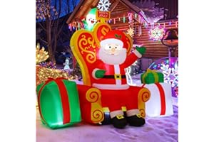 COMIN 7 FT Christmas Decorations Outdoor Inflatables Santas Elf Gift Box Blowups with Built-in LEDs for Yard Party Garden Lawn Decor