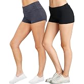 Emmalise Women's Active Yoga Shorts Low Rise Fold Over Workout Dance Pant