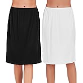 Wikoan 2 Pcs Women's Half Slips for Under Dresses Soft Modal Underskirt Short Slip Skirt Anti-Static Petticoat S-3XL