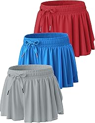 3 Pack Girls Flowy Shorts with Spandex Liner 2-in-1