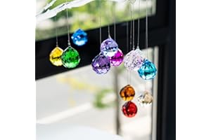 HDCRYSTALGIFTS 15pcs Crystal Ball Prism 30mm Handmade Feng Shui Faceted Decor Rainbow Maker(Multi-Color)