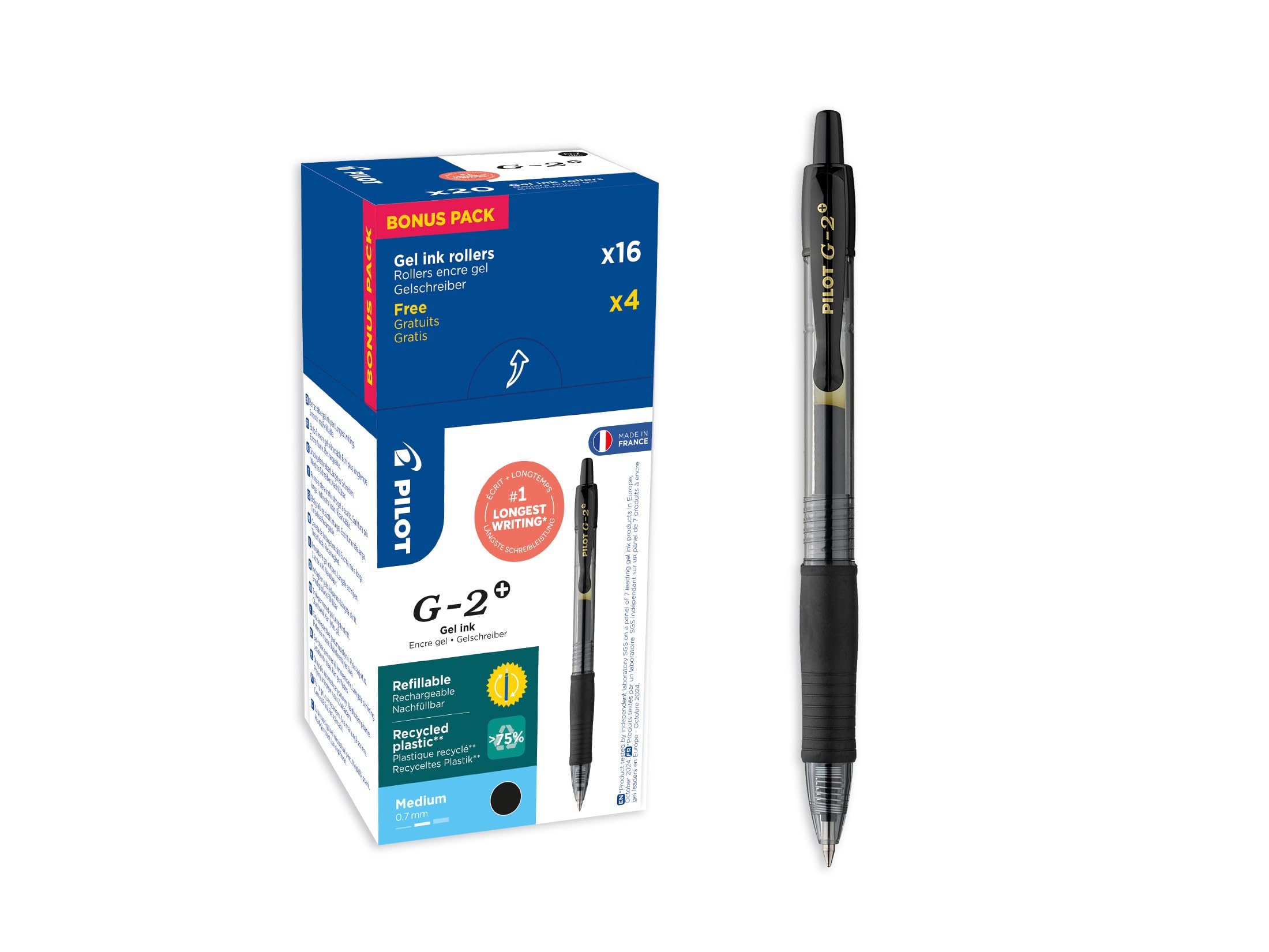 Pilot 3131910516460 G207 Gel Roller Pen - Black (Pack of 20)