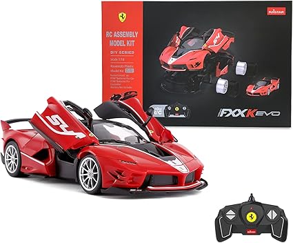 Amazon Com Rastar Rc Car Kits Para Construir 1 18 Ferrari Fxx K Evo Rc Kit De Construccion De Montaje De Coche Con Mando A Distancia 92 Unids Diy Stem Kits Para Ninos A Partir