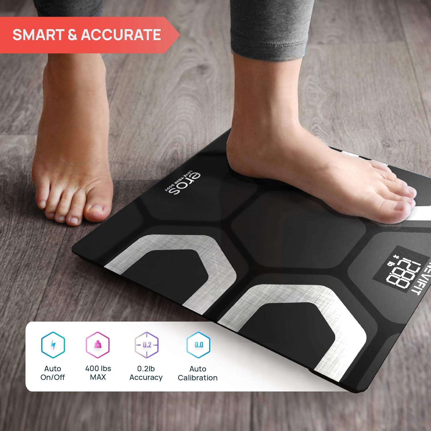 INEVIFIT EROS Bluetooth Body Fat Scale Smart BMI Highly Accurate Digital Bathroom Body Composition Analyzer with Wireless Smartphone APP 400 lbs 11.8 x 11.8 inch (Black): Health & Personal Care