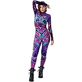 Sipumia Unisex Halloween Party Costumes Jumpsuits Digital Printed Skinny Catsuit Costume