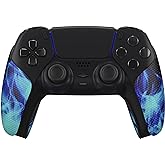 eXtremeRate PlayVital Anti-Skid Sweat-Absorbent Controller Grip for ps5 Controller, Professional Textured Soft Rubber Pads Handle Grips for ps5 Controller - Blue Flame