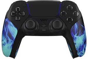 eXtremeRate PlayVital Anti-Skid Sweat-Absorbent Controller Grip for ps5 Controller, Professional Textured Soft Rubber Pads Handle Grips for ps5 Controller - Blue Flame