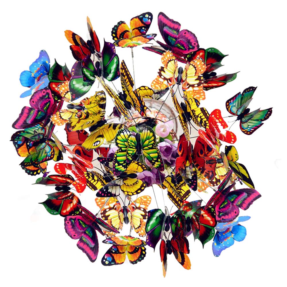 50pcs Garden Butterflies Stakes, Colorful Garden Butterflies Dragonflies, Waterproof Butterfly Decorations for Plant Decoration, Outdoor Yard, Garden Decor, Patio Party Decorations (50PCS)